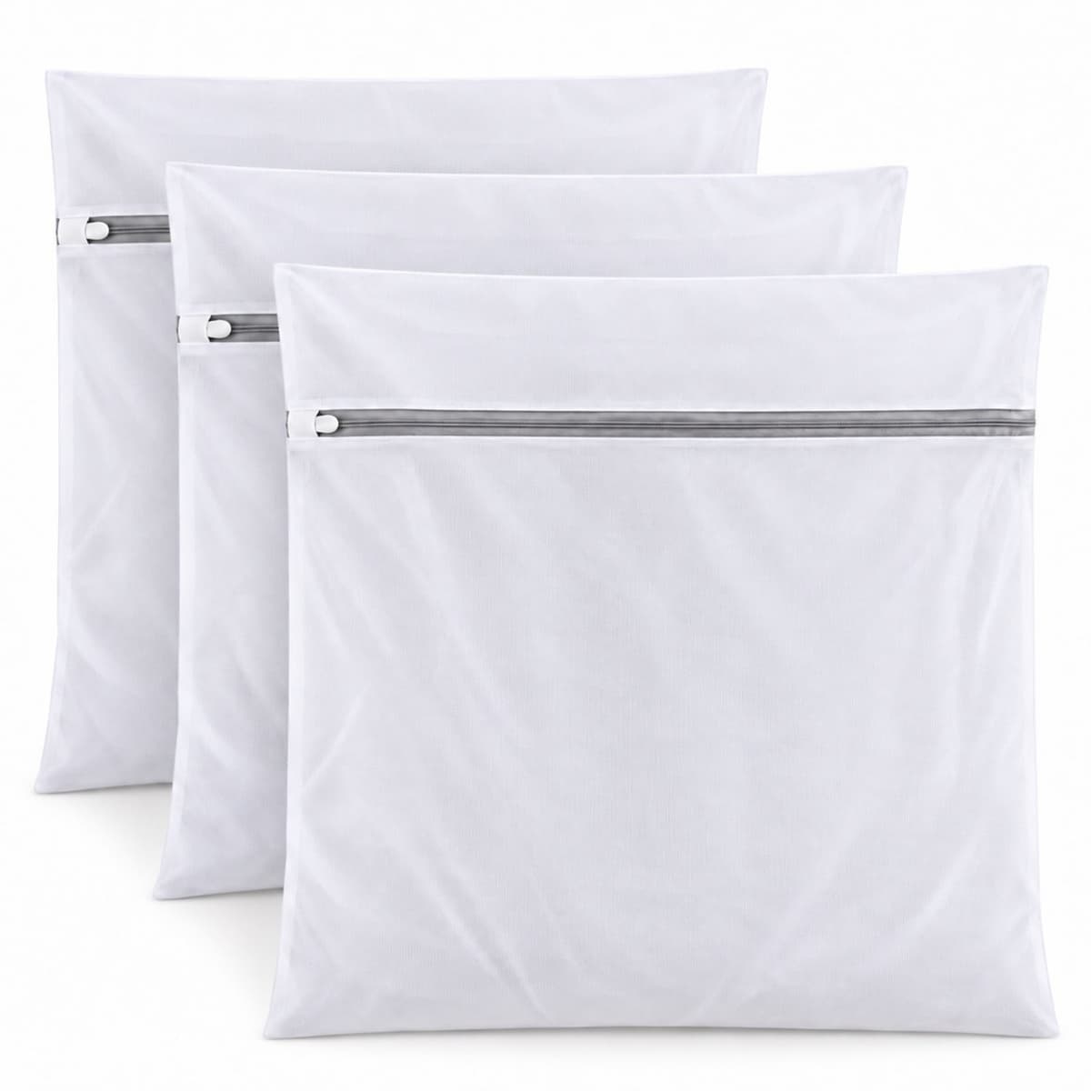 Waszakjes met Rits - Set van 3 - 61 x 61 CM - Wasnetten - Laundry Bags - Wit — afbeelding 1