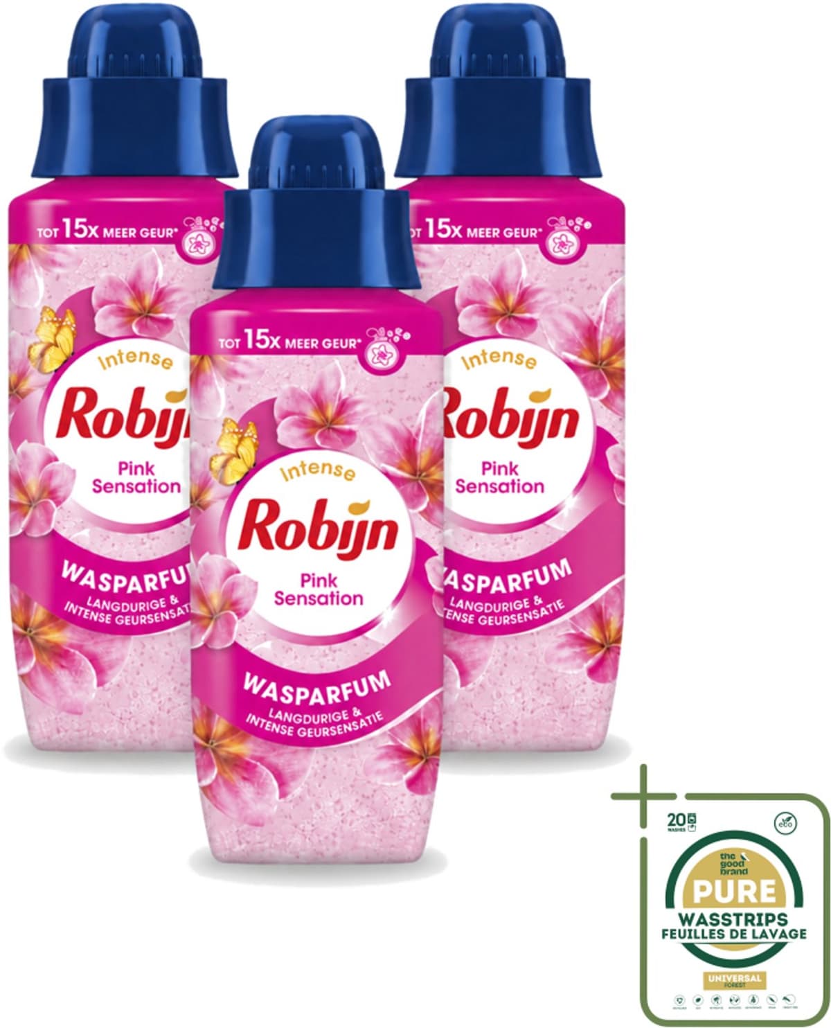 3 x Robijn – Wasparfum – Intense Pink Sensation – 342 ml - Wasparfum - Wasgeur - Geurboost - Wasmiddel - Wasgeur — afbeelding 1