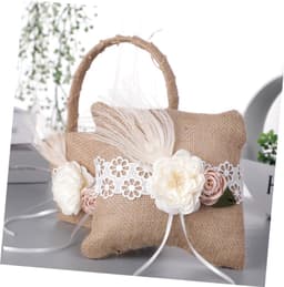 1set Bruiloft Ringkussen Bloemenmeisje Mand Elegante Decoratie Voor Trouwerij Met Bloemenmotief Charmante Afwerking Voor Romantische Ceremonies — thumbnail 2