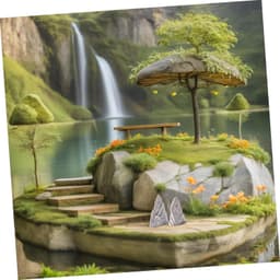1set Rockery Kit Decoratieve Resin Beeldjes Voor Tuin Interieur Lange Duurzaamheid Voor Visvijvers Landschapsdecoratie Van Inclusief Pagode Lichttoren — thumbnail 4