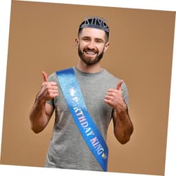 1set Verstelbare Verjaardagskroon Sjerp Set Voor Mannen Duurzame Feestdecoraties Voor Verjaardagen Bruiloften Prom Glitterende Kroon Sjerp Van — thumbnail 2