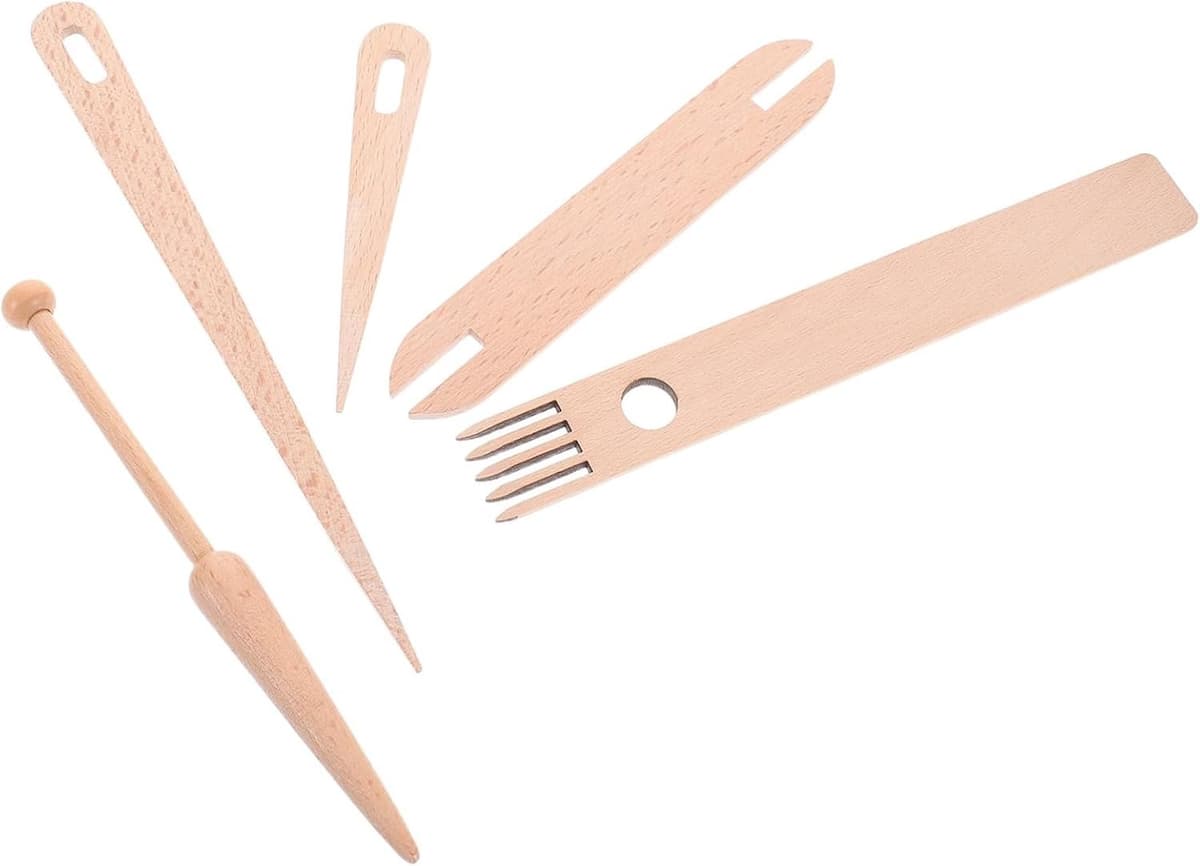 1set Houten Weefaccessoires Complete Mini Weefset Met Houten Weefnaalden Shuttle Voor Beginners Gebruiksvriendelijk Draagbaar Voor Tapijt Dekensmaken — afbeelding 1