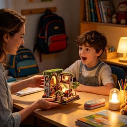 Volwassenen Miniatuur Huis Kits Warm Licht Realistisch Creatief Plezi — thumbnail 4