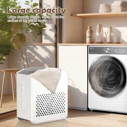 Wasmand, 27 liter, kunststof materiaal, opvouwbare vuile wasmand met handvat, robuuste ademende vuile wasmand voor badkamer, slaapkamer, wit — thumbnail 3