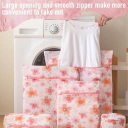 Set van 4 wasnetten met rits, waszakken voor de wasmachine in 4 maten, herbruikbare mesh zakken voor delicate kleding, blouses en sokken — thumbnail 5