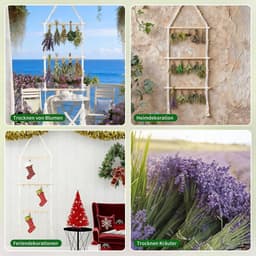 Droogrek - Naturel - 3 Etages - Handgeweven Kruiden- en Bloemendroger met Cadeauhangers - Voor Keuken en Tuin — thumbnail 3