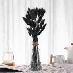 Gedroogde konijnenstaarten bloemen Lagurus konijnenstaarten pampasgras decor zwart gedroogd pampasgras decoratie voor bloemstukken boho bruiloft boeketten woondecoratie tuindecoratie — thumbnail 2