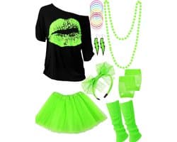 80 Outfit Kostuum Accessoires voor Vrouwen Neon T Shirt Tutu Rok voor Halloween