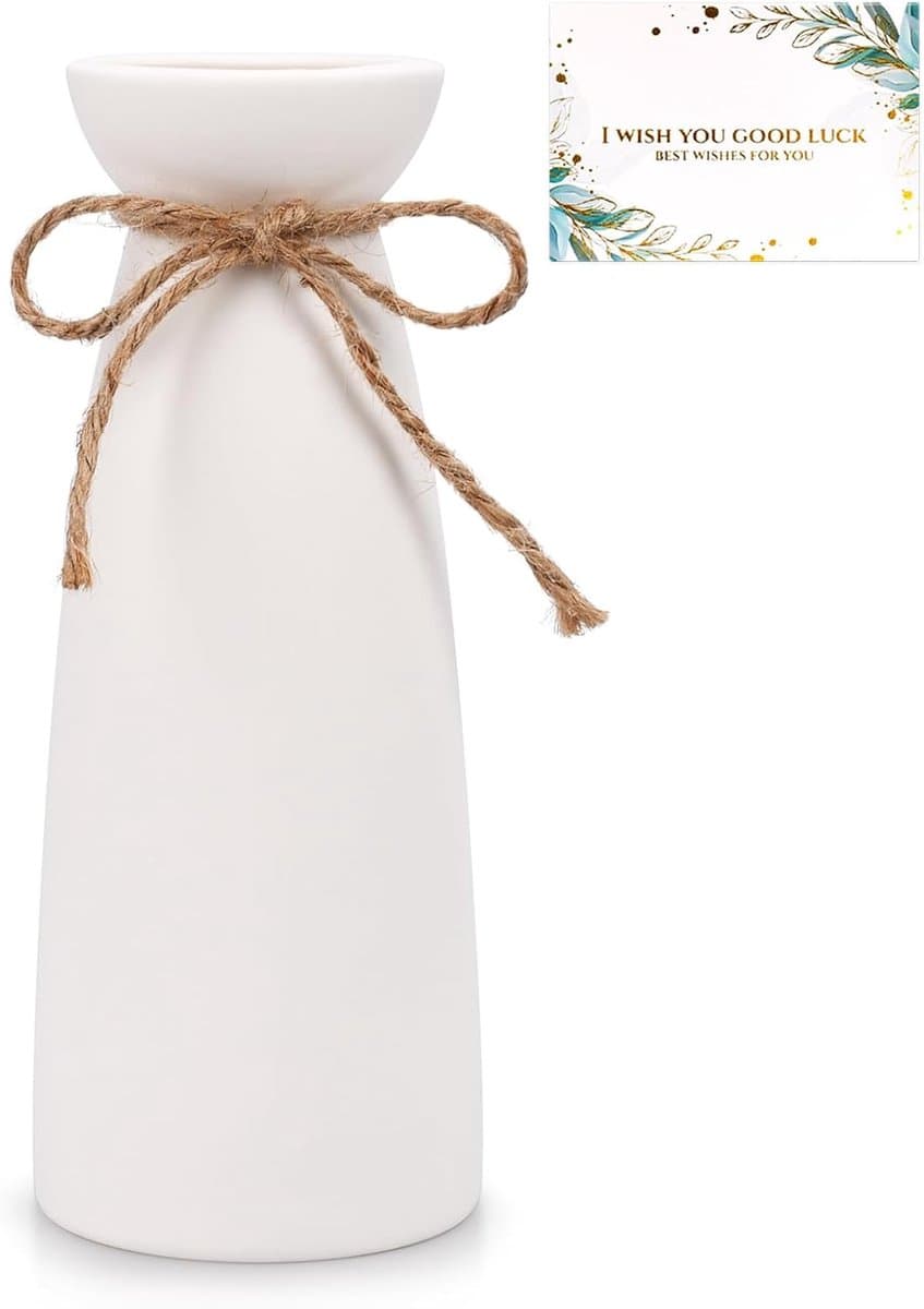 Witte vaas,vaas voor pampasgras,vazen witte decoratie,keramische bloemenvaas,matte vazen decoratie,voor gedroogde bloemen en bloemen geschikt voor open haard,slaapkamer for Modern Table Rack — afbeelding 1