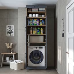 Roomart DORA-II Wasmachine Ombouwkast 70x230 cm met Opzetkast - Antraciet Eiken — thumbnail 5