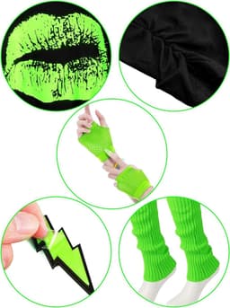 80 Outfit Kostuum Accessoires voor Vrouwen Neon T Shirt Tutu Rok voor Halloween — thumbnail 4