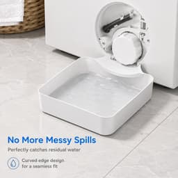 Lekbak voor wasmachine – Kunststof – Inclusief afvoeradapter en moer – Voorzien van noodafvoer – Geschikt voor Samsung en de meeste wasmachines – Accessoire voor filtratie/reiniging — thumbnail 3