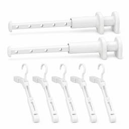 Bobypet - Wasrek - Reisdroogrek- Wasrek inklapbaar Set-van-2 - Compact Droogrek zonder Boren - Klembaar Kledingrek met 5 Sleuven - Voor Balkon, Hotel en Studentenkamers - Wit — thumbnail 1