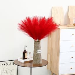 Gedroogde bloemen, pampasgras, decoratie, woonkamer, gedroogde bloemen, wollig faux boho voor het decoreren van de slaapkamer, woonkamer, bruiloft (rood) — thumbnail 3