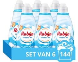 Robijn - Vloeibaar Wasmiddel - Klein & Krachtig - Stralend Wit - 6 flessen - 144 wasbeurten