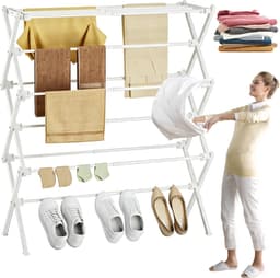 Wasrek voor Kleding - Opvouwbaar Droogrek - Verstelbaar 15,9-29,9 Inch - 11 Stangen - Roestwerend - Vrijstaand - Voor Appartement, Balkon en Wasruimte — thumbnail 3