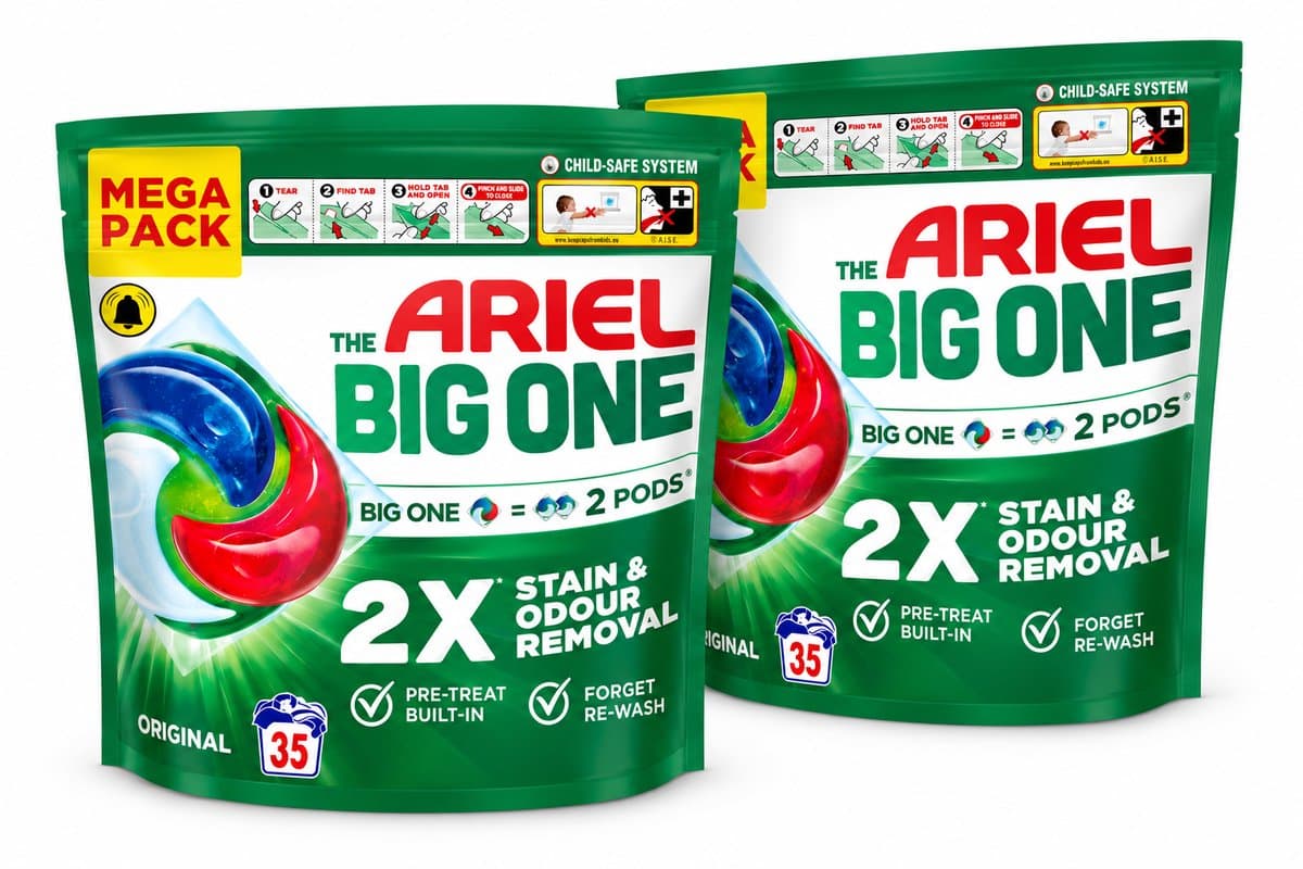 Ariel The Big One Wasmiddel Pods Original – 2 x 35 Wasbeurten – 70 Pods – Mega Pack – Wasmiddelcapsules — afbeelding 1