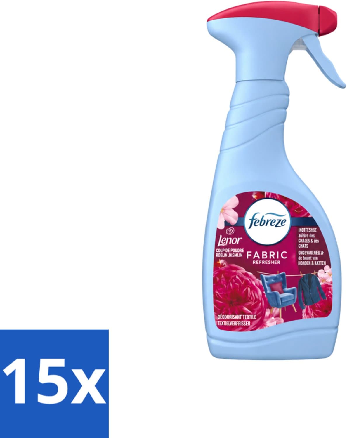15 x Febreze – Textielspray – Robijn Jasmijn – 500 ml - Voordeelverpakking - 15 stuks — afbeelding 1