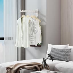 Inklapbaar Wanddroogrek – 34x13x2,7 cm – Wit – 3 Hoeken Verstelbaar – Ruimtebesparend – Voor Badkamer, Balkon en Berging – Eenvoudig te Monteren — thumbnail 3