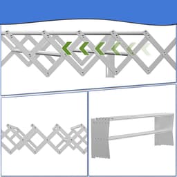Opvouwbaar wanddroogrek – Onzichtbaar droogrek – Wanddroogrek – Klein droogrek – Wandhanddoekrek – Telescopisch – 7 droogstangen – 80 cm – Roestvrij staal – Zilver — thumbnail 3
