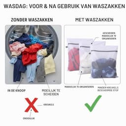 Waszak voor Wasmachine met Rits, Wasnet voor Sokken, Ondergoed en Delicate Kleding, Beschermende Laundry Bag voor Fijne Was — thumbnail 2