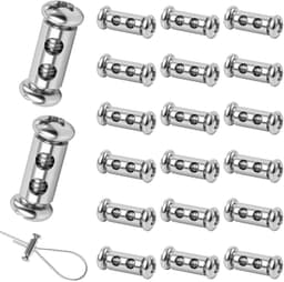 20 kabelbinders van roestvrij staal met kap voor 1-2 mm, dubbele uiteinden voor het bevestigen van waslijn, metalen kabel, spanner voor buitengordijnen — thumbnail 1