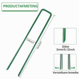 Tuin beveiligen haringen, 6 inch tuin palen gegalvaniseerd landschap nietjes, groene tuin U-vormige netpennen metalen gras pinnen beveiligen pinnen Spikes voor onkruid barrière stof (20 stuks) — thumbnail 5