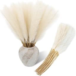 50 stuks gedroogd pampasgras, decoratie, 55 cm, kunstbeige, pluizig pampasgras, boho decoratief pampasgras voor bruiloft, kantoor, slaapkamer, woonkamer — thumbnail 1