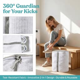 Schoenwaszak, 2-in-1 tas voor schoenen met vezelreiniging, 360 graden, verborgen rits, herbruikbaar en bescherming voor sportschoenen en sneakers — thumbnail 5