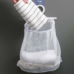 Wasknijpertas - droognetzak - voor het drogen van kleding - met ademend gaasontwerp - 2 stuks - 24 cm - wit — thumbnail 3