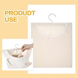 Wasknijperzak - Opbergtas - Wasgoed ordenen - Draaibare haak - 32 x 27 cm - Beige — thumbnail 2