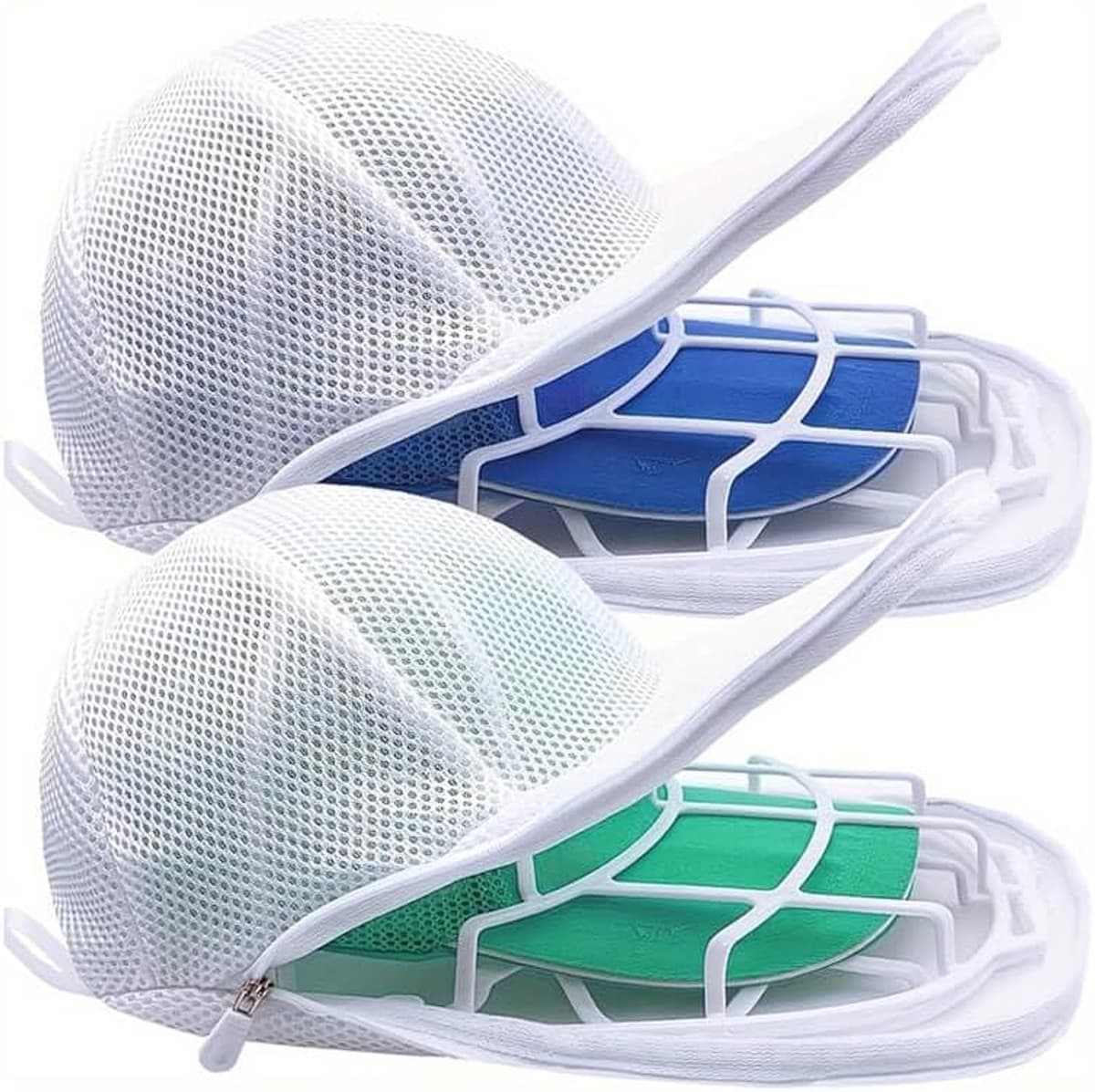 Cap Washer - 2 Stuks - waszakken - veelzijdig en krachtig - voor wassen drogen vormbehoud en opbergen - met vijfbandensysteem - veilige fixatie - breekvast en vormvast - voor Baseballpetten, Sportpetten en Petonderhoud Zonder Vervorming — afbeelding 1