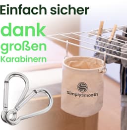 Wasknijperzak XL - Geschikt voor 200 wasknijpers - Met karabijnhaak en sluiting - 100% katoen — thumbnail 4