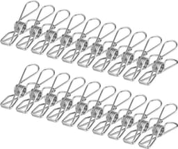 Wasknijpers van roestvrij staal, Geschikt voor handdoeken, kleding, sokken, enz. - zilver, verpakking van 20 stuks — thumbnail 2