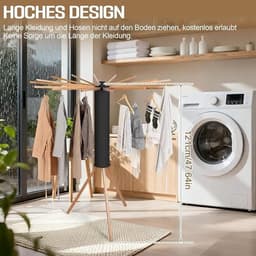 PolkaHome Opvouwbaar Droogrek Octopus met 16 Armen en 48 Ophangplaatsen, Driepoot Statief, Ruimtebesparend, Zwart — thumbnail 4