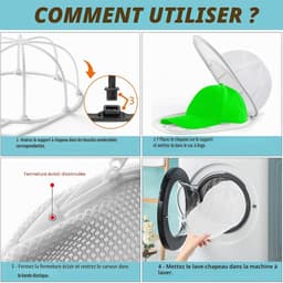 Houder voor het wassen van petten in de vaatwasser | Reiniging en wassen van baseballpetten | Wasnet voor baseballpetten (wit) — thumbnail 4