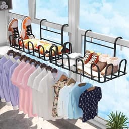Balkon Droogrek - Multifunctioneel - Schoenen Droogrek - Vensterbank Droogrek - Kledinghanger - voor Zowel Binnen Als Buiten - Zwart — thumbnail 3