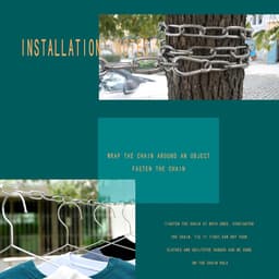 1 stuk - Waslijn - Waslijn van roestvrij staal 304 - Hangmatketting - Schommelketting voor op de veranda - Robuuste waslijn voor buiten - Waslijn van 2 meter - Geschikt voor accessoires voor hangstoelen en het drogen van kleding (zilver) — thumbnail 4