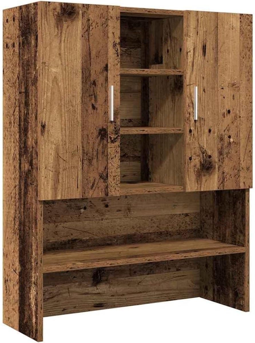 Wasmachiekast 70.5x25.5x90cm Oud Houtkleur - Opbergkast voor Badkamer en Wasruimte, Laadkast voor Wasmachine — afbeelding 1