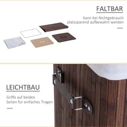 Clruro Waskorf - 40 x 30 x 60 cm - Vouwbaar Wasmand met Deksel - 72L - Bambus - Donkerbruin — thumbnail 3