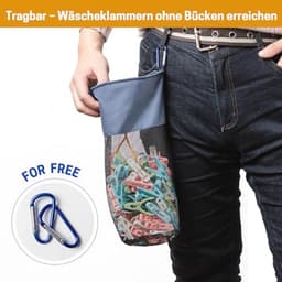 GNEGNI LIFE Wasknijperzak, hangende netwasknijperzak met haken voor hangende wasknijpers, 150 vakken, draagbare wasknijperzak, sneldrogende tas voor wasknijpers (blauw) — thumbnail 2