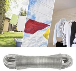 Waslijn 30 meter met stalen kern - Verstelbare lengte voor binnen en buiten — thumbnail 3