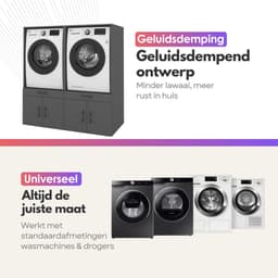 Wasmachinekast Dubbel 134x145x67cm | Ruimtebesparend & Super Stevig | Met Uitschuiflade | Voor Wasmachine en Droger | Antraciet — thumbnail 4