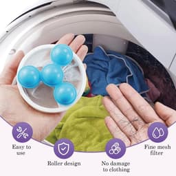 3 stuks - Huisdierhaarverzamelaar - Wasmachinefilter -Wasmachine pluizenfilter - Wasmachine filterzak - Drijvend haarfilter - Herbruikbaar - Blauw, Roze, Paars - Geschikt voor het reinigen van wasmachineresten - 9,2*9,2*17,5 cm — thumbnail 3