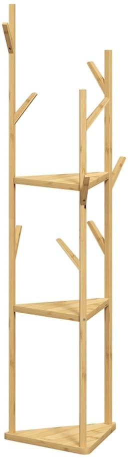 Kledingrek - 45x45x170 cm - 3 Lagen + 8 Haken - Bamboe - Naturel — thumbnail 1