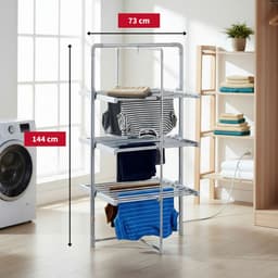 Dirt Devil Elektrisch Droogrek met Verwarming – Droogtoren 230W - Staand Wasrek 21m Droogruimte - IP22 Waterbestendig - 73 x 144 x 68 cm - Aluminium — thumbnail 2
