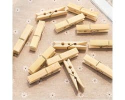 Houten Kledingclips - Winddichte Clips - Kleding Drogen - Natuurlijk Bamboe - 20 Stuks - Standaard