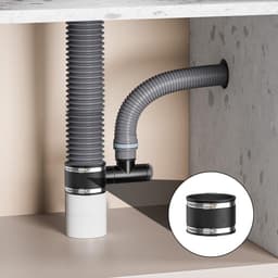 Flexibele rubberen buisconnector met Ø 125 mm - Geluidsdempend en roestvrijstalen klemmen - Voor buisventilatoren — thumbnail 4