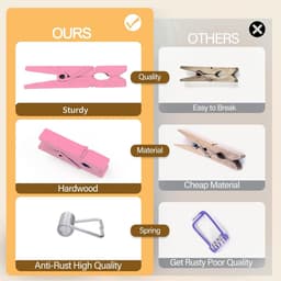 Mini Houten Gekleurde Wasknijpers Licht Roze - Pack van 128 — thumbnail 2