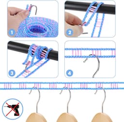 Verbeterde 3-pack waslijn - 16ft, winddicht, antislip en verstelbaar voor binnen en buiten gebruik — thumbnail 4